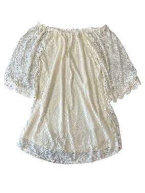 Umgee USA Lace Off-Shoulder Cream Dress size L